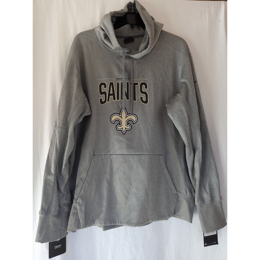 Orleans Saints Hoodie Mens Large Grey Sweatshirt Pullover NFL Apparel NWT